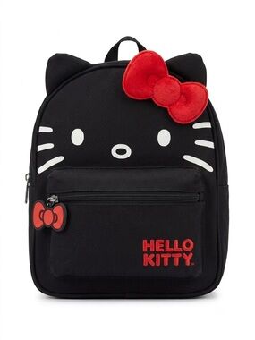 Hello Kitty Black Mini Backpack with Red Bow Accent